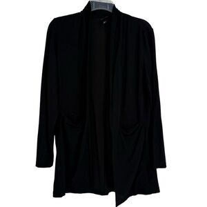 EILEEN FISHER open front Black Cardigan Jacket Pockets Size Medium Women